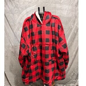 The Comfy Red Black Buffalo Plaid Oversized Wearable Blanket Hoodie Sherpa Lined